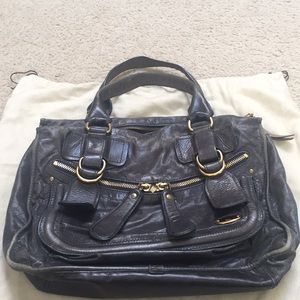 Chloe bay leather bag in midnight blue